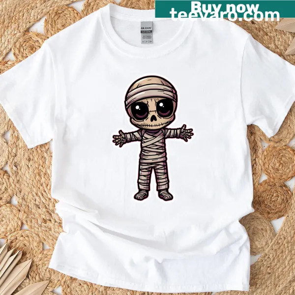 Cute cartoon mummy boy for Halloween on a t-shirt