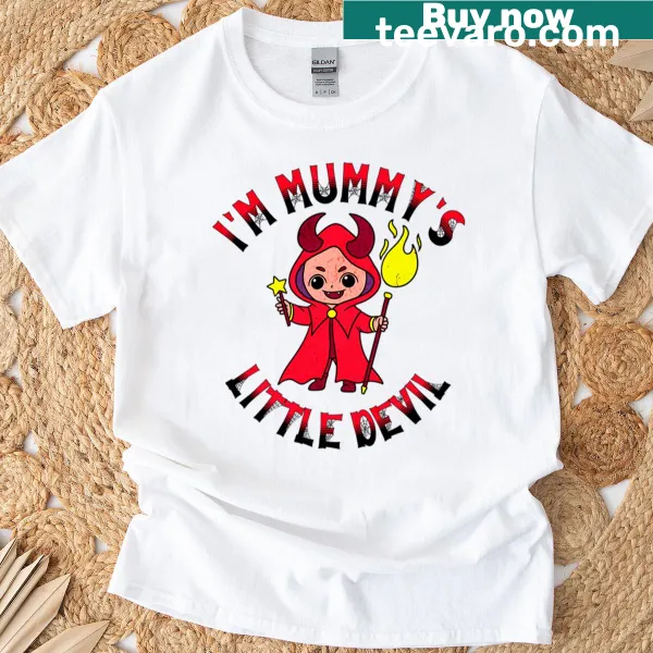 Funny T-shirt saying Mummy's Little Devil with playful typography