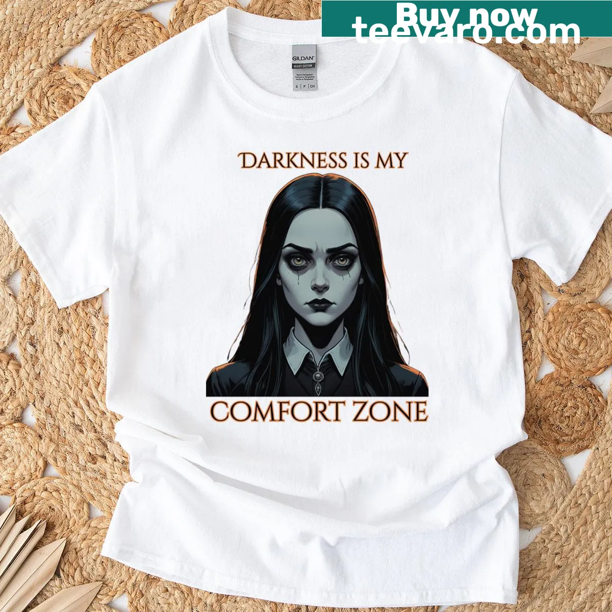 Gothic girl design in dark art style on oversized t-shirt. — on a men's t-shirt