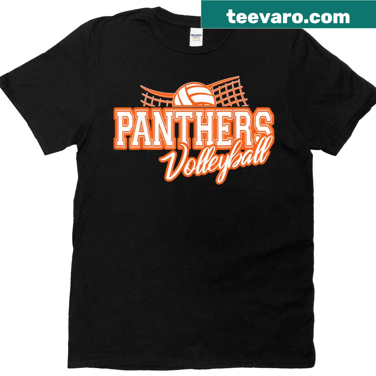 Volleyball graphic t-shirt representing Panthers Volleyball spirit — on a men's t-shirt