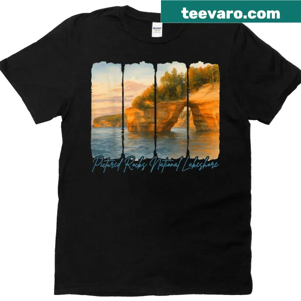 Illustrated T-shirt featuring Pictured Rocks National Lakeshore design