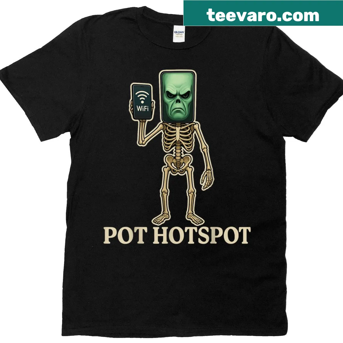 Cartoon skeleton design on a Halloween-themed kids t-shirt — on a men's t-shirt