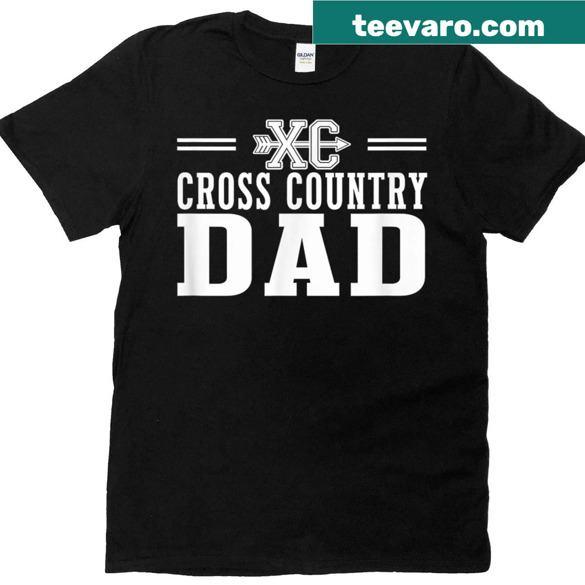 Proud Cross Country Dad graphic on a T-shirt — on a men's t-shirt