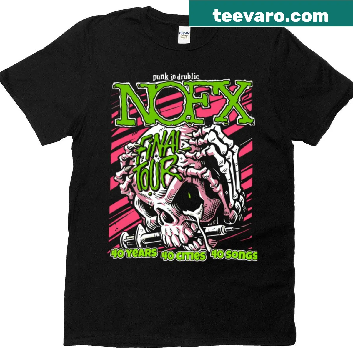 Vintage punk album logos on a concert shirt — on a men's t-shirt