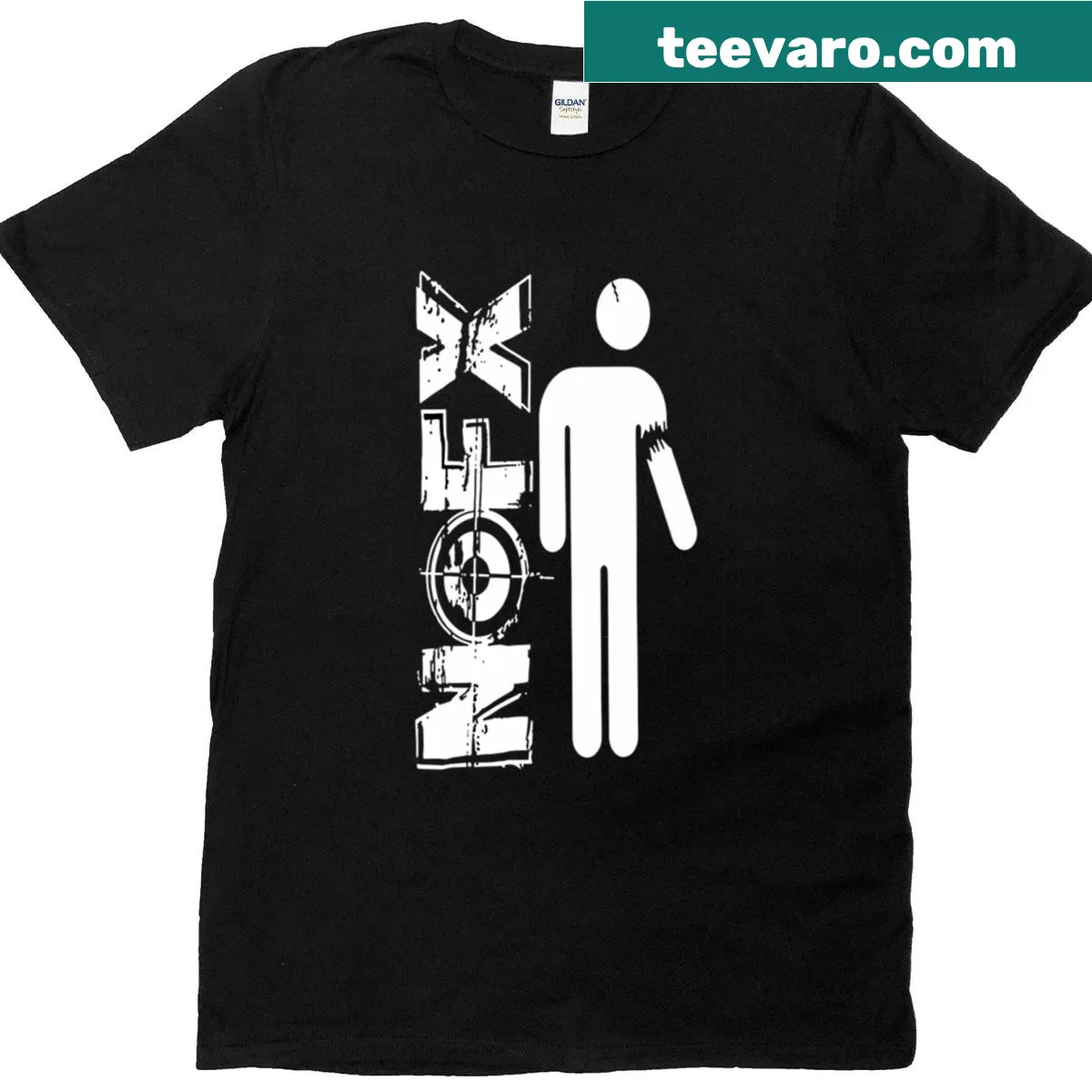 Vintage band t-shirt featuring punk concert logo albums — on a men's t-shirt