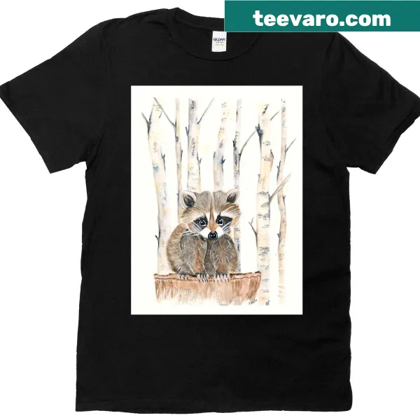 Adorable raccoon graphic on a T-shirt