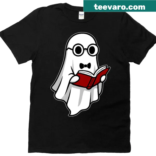 Cartoon ghost reading design oversized T-shirt