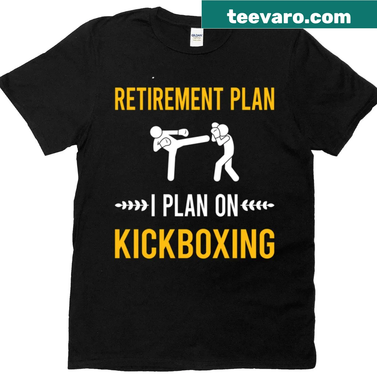 Kickboxing retirement plan illustration T-shirt for gym-goers — on a men's t-shirt