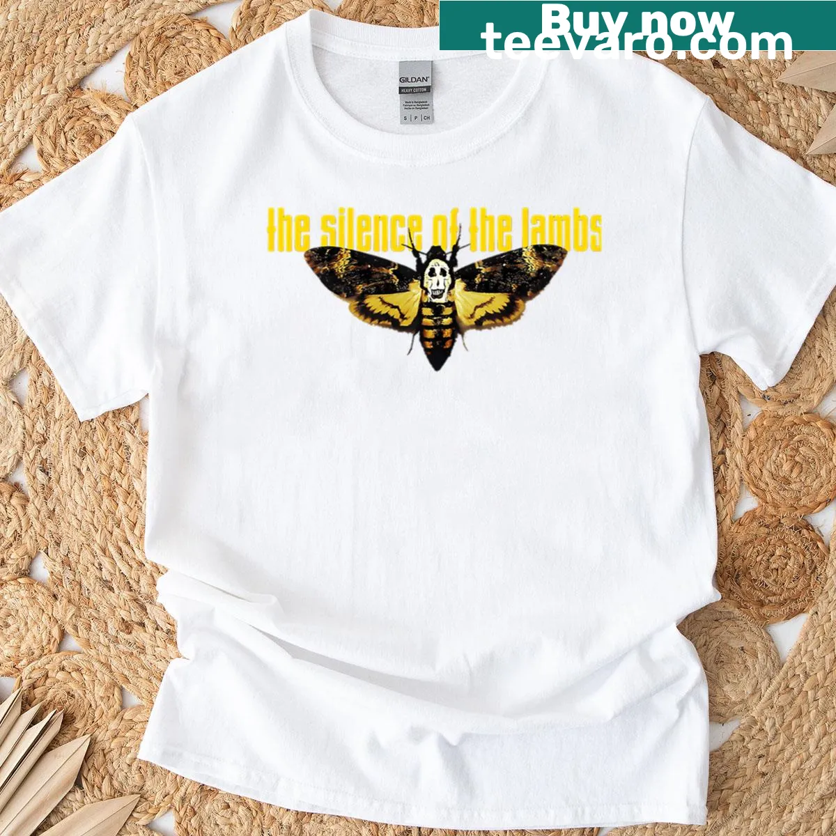 Iconic imagery from Silence Of The Lambs on a graphic t-shirt — on a men's t-shirt
