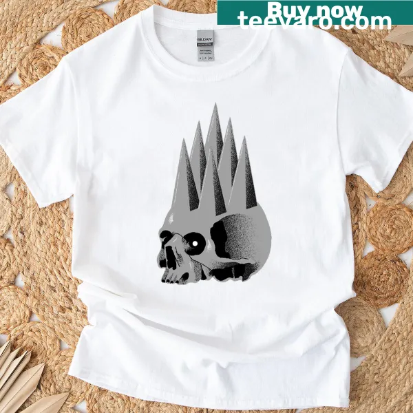 Minimalist skull and mountain peaks graphic T-shirt