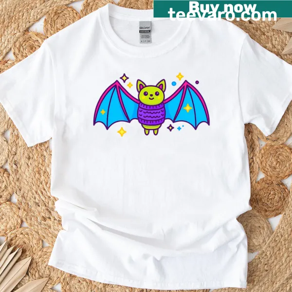 Charming bat graphic T-shirt for animal lovers