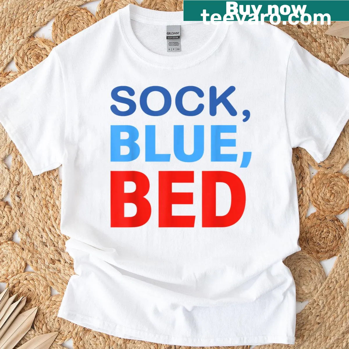 Funny saying graphic t-shirt about socks and beds — on a men's t-shirt
