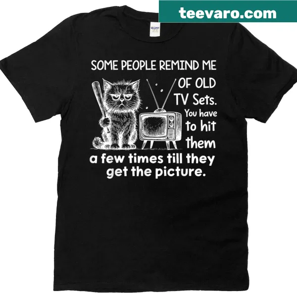 Sarcastic t-shirt with vintage TV graphic and witty saying