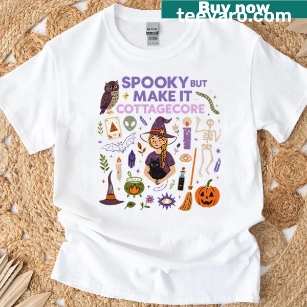 Cottagecore witchy autumn-themed Halloween t-shirt