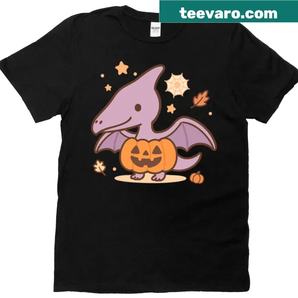 Cute pterodactyl t-shirt with pumpkins and Halloween theme