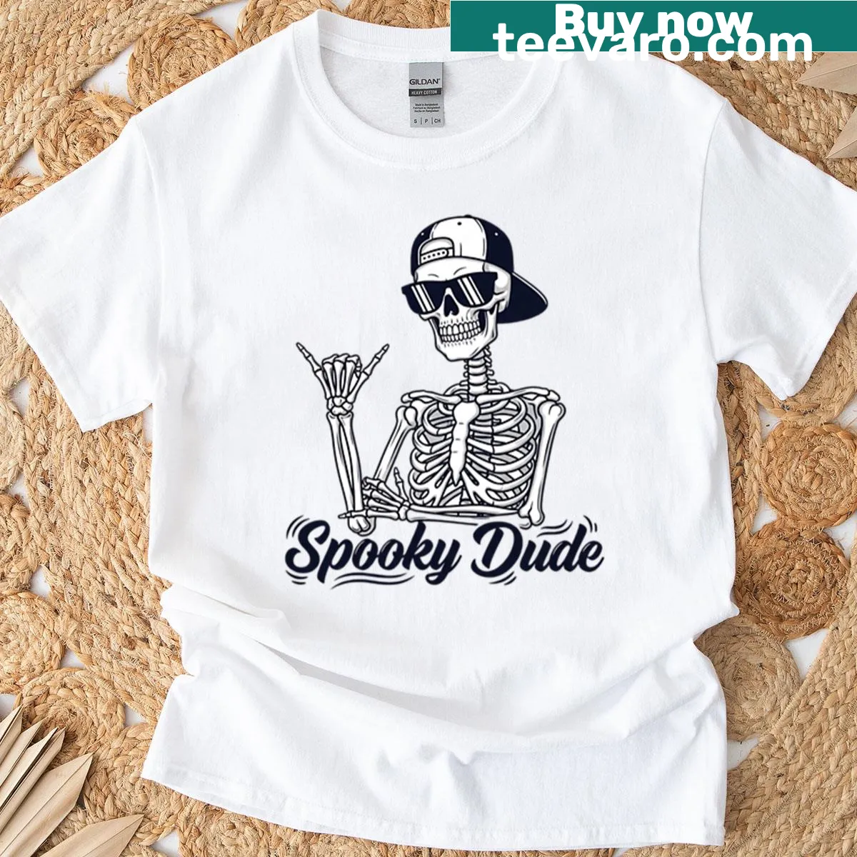 Cartoon spooky dude graphic T-shirt for Halloween — on a men's t-shirt