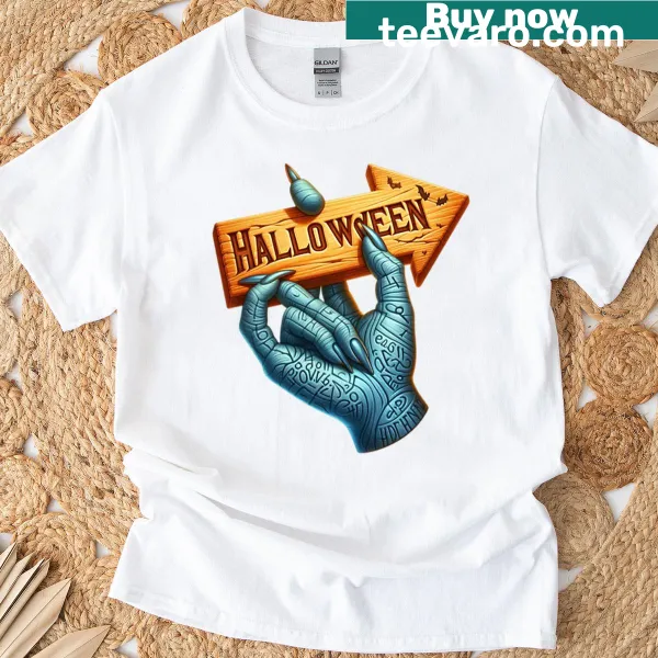 Halloween T-shirt featuring a spooky hand graphic