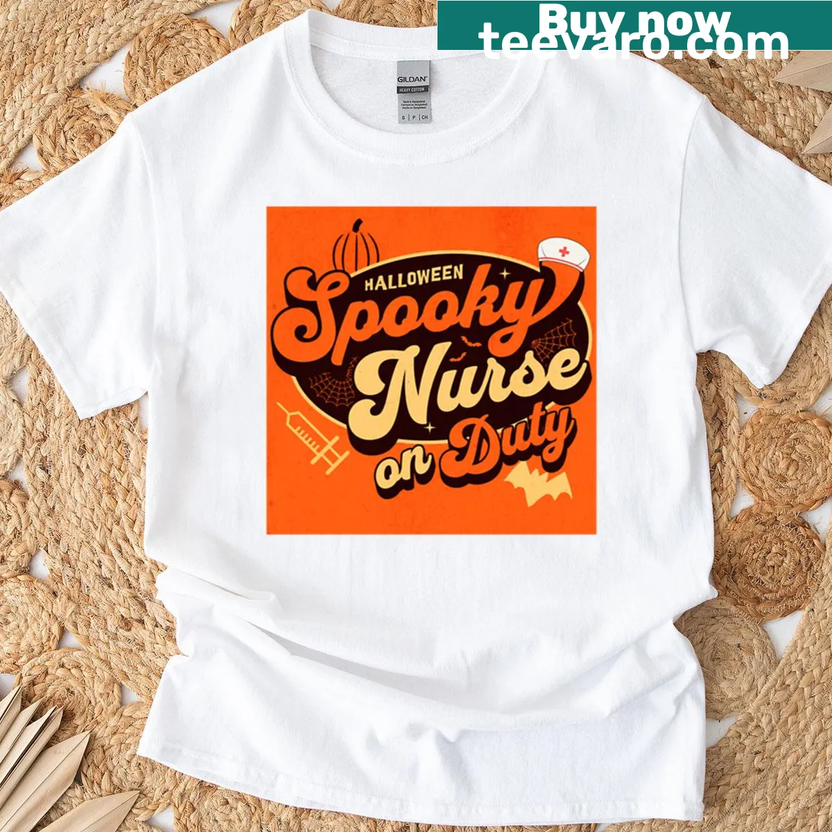 Spooky nurse Halloween shirt with funny graphic — on a men's t-shirt