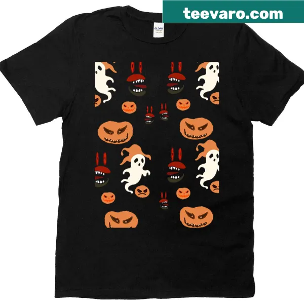 Festive Halloween T-shirt with spooky design elements and playful motifs