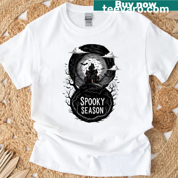 Artistic haunted house Halloween oversized t-shirt