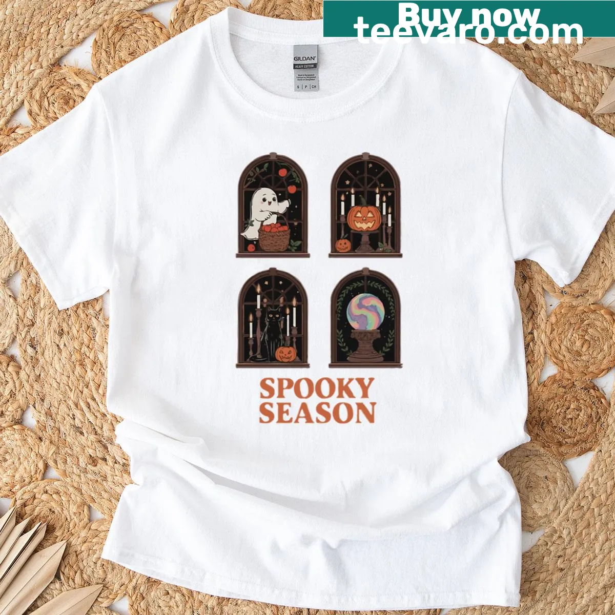Playful spooky season oversized t-shirt — on a men's t-shirt