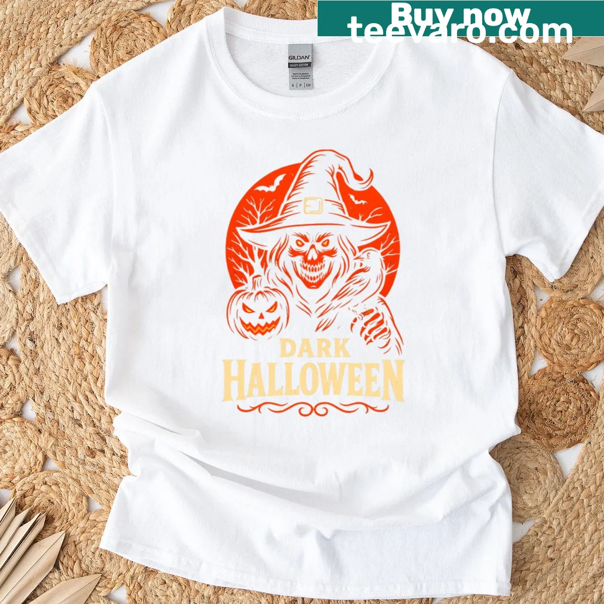 Retro spooky witch design shirt for Halloween — on a men's t-shirt