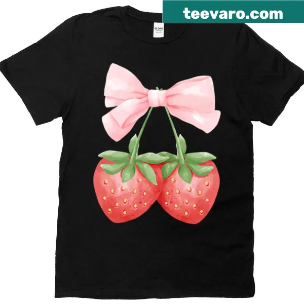 Playful strawberry illustrations on a T-shirt