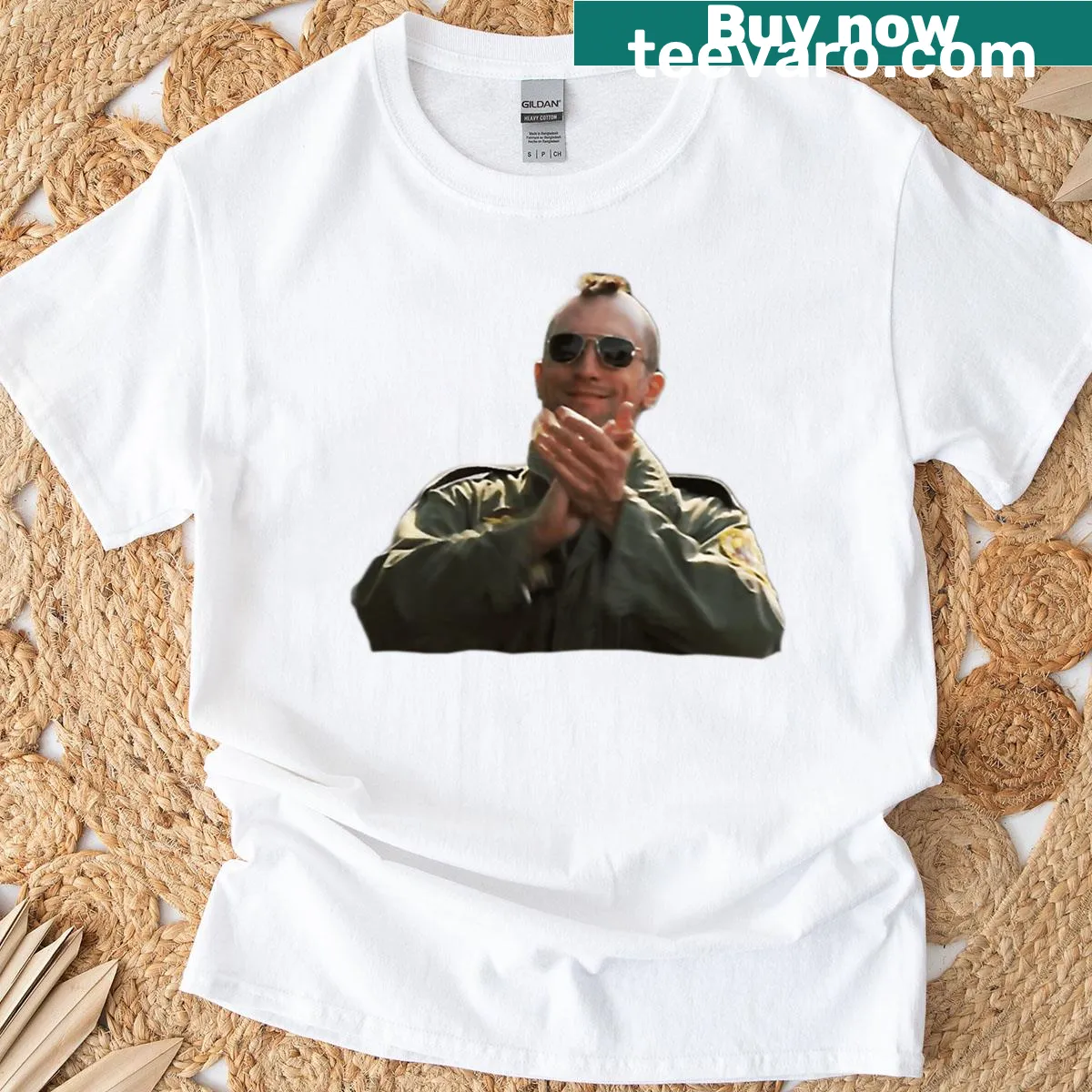 Taxi driver's applause graphic T-shirt with bold typography — on a men's t-shirt