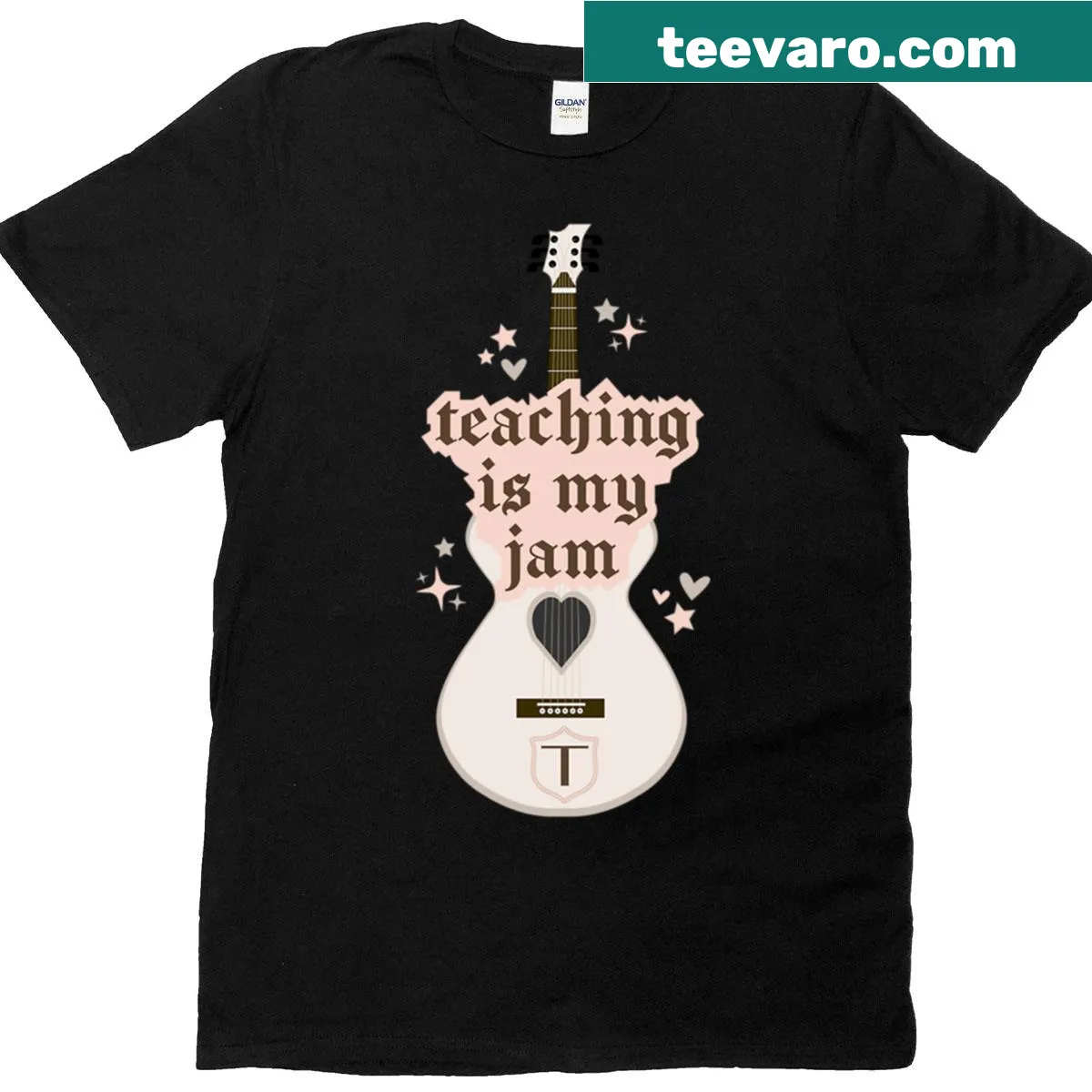 Illustration celebrating teachers with the phrase 'Teaching Is My Jam' — on a men's t-shirt