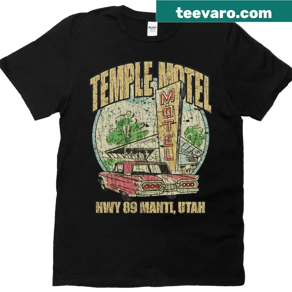 Vintage T-shirt featuring the Temple Motel Hwy 89 in Manti, Utah, from 1959.