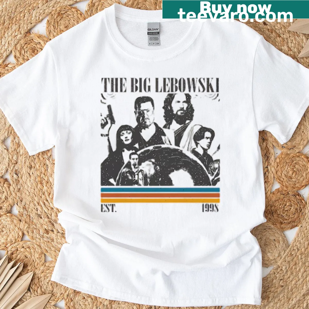 Comfort Colors t-shirt featuring The Big Lebowski film title in a stylish font. — on a men's t-shirt