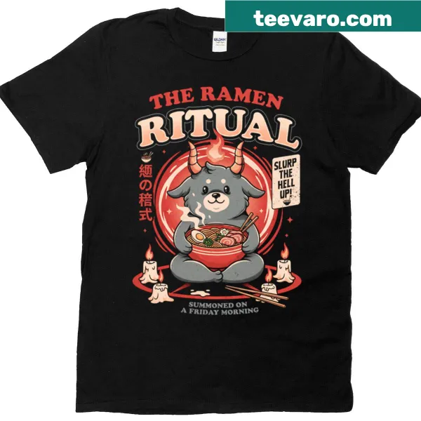 Illustrated ramen bowl on a t-shirt celebrating noodle culture