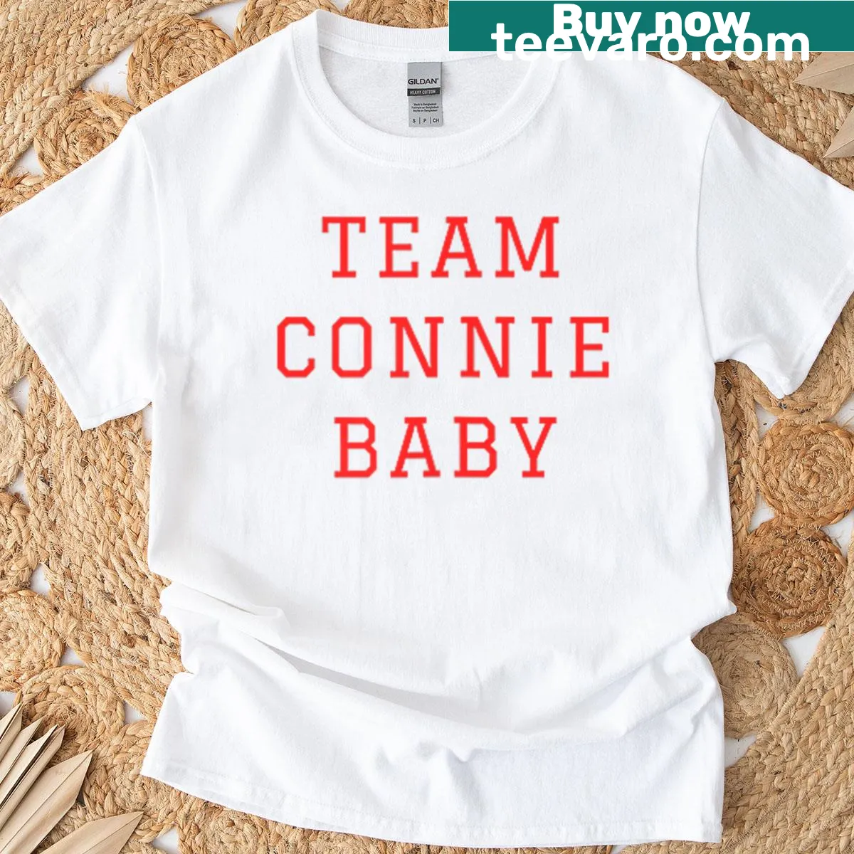 A nostalgic t-shirt featuring summer-themed graphics related to Team Connie — on a men's t-shirt