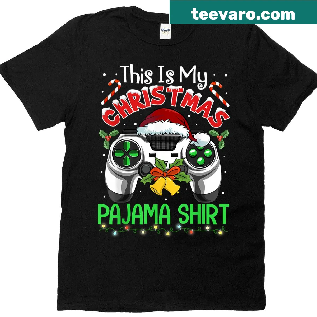 Cute Christmas shirt for kids with gamer theme — on a men's t-shirt