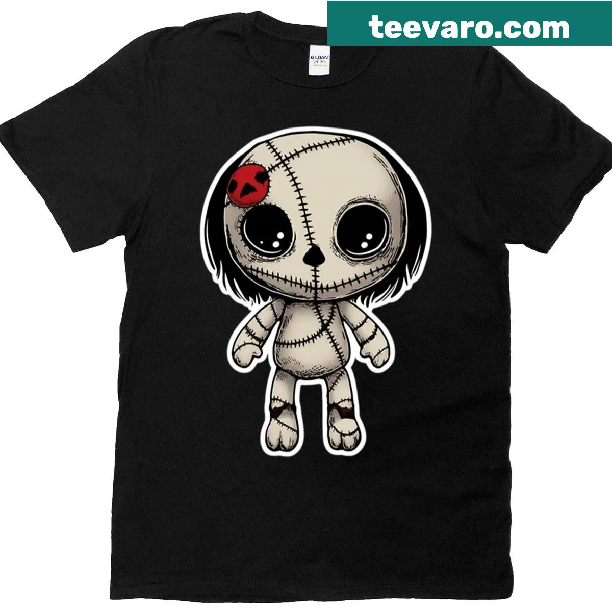 Cute T-shirt with a tiny scarecrow illustration for Halloween. — on a men's t-shirt