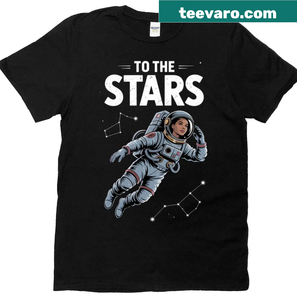 Inspirational typography design on a T-shirt that reads 'To The Stars' — on a men's t-shirt