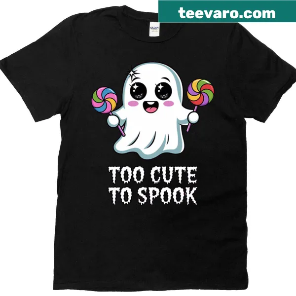 Kawaii ghost Halloween design on an oversized shirt