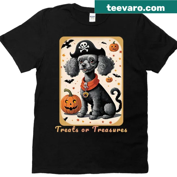Pirate poodle Halloween design on a T-shirt