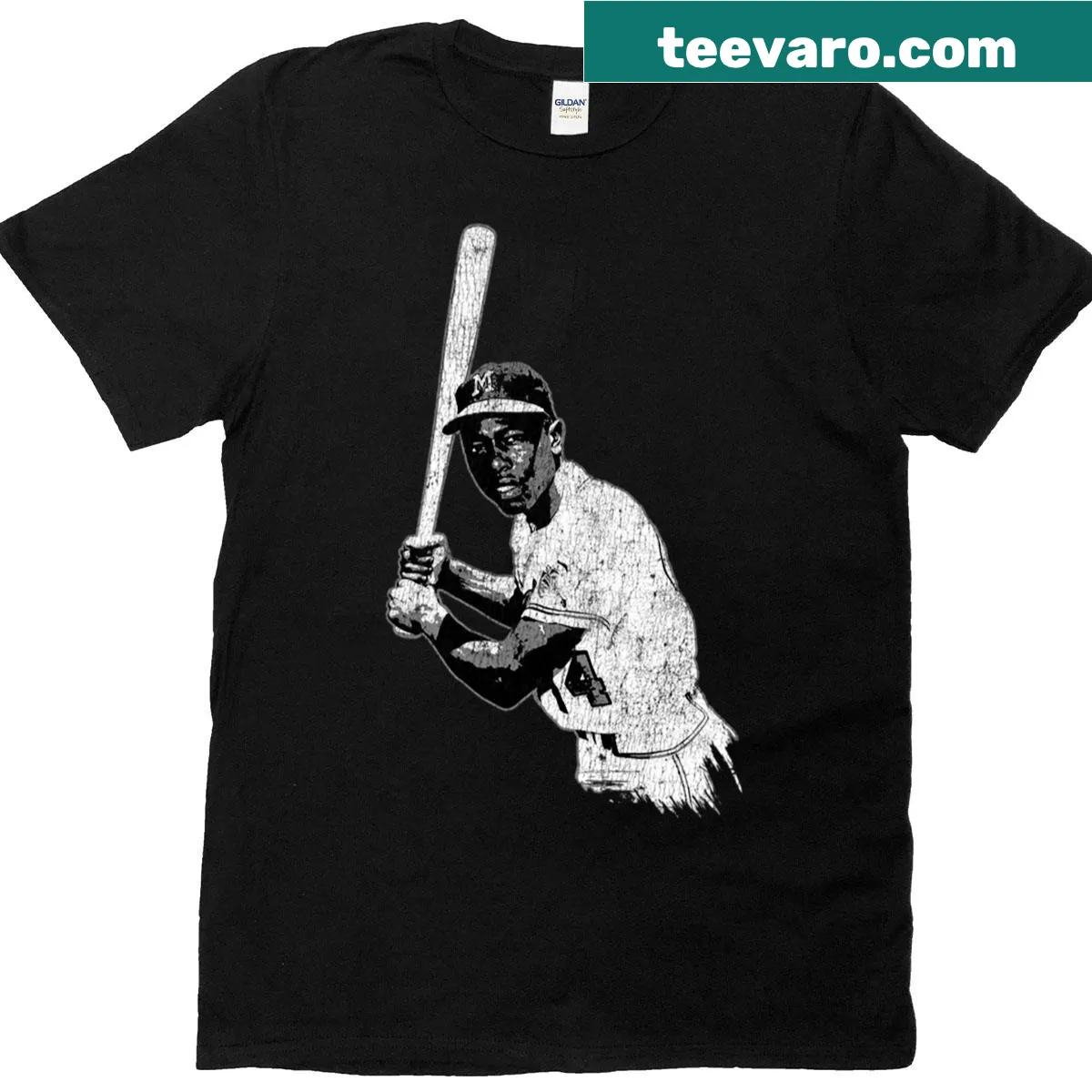 Retro T-shirt honoring Hammerin Hank with vintage sports graphics — on a men's t-shirt