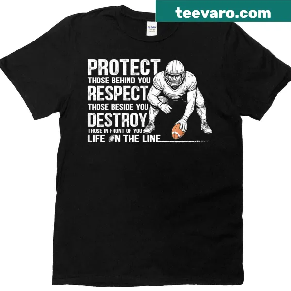 Vintage offensive lineman football T-shirt with bold text.