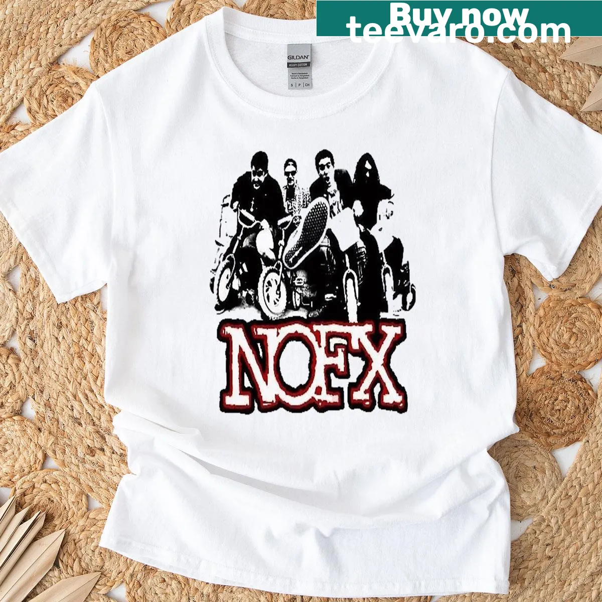 Vintage punk band logo T-shirt — on a men's t-shirt