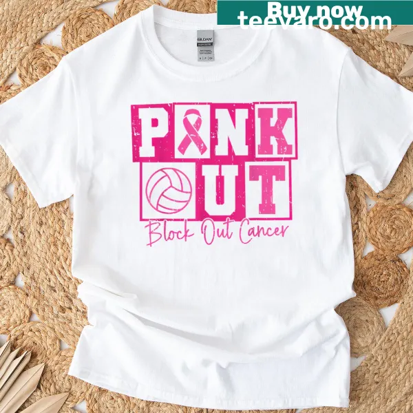 Volleyball shirt with 'Block Out Cancer' text