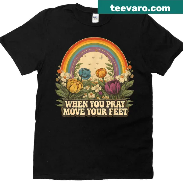 Retro shirt with floral design and inspiring prayer quote