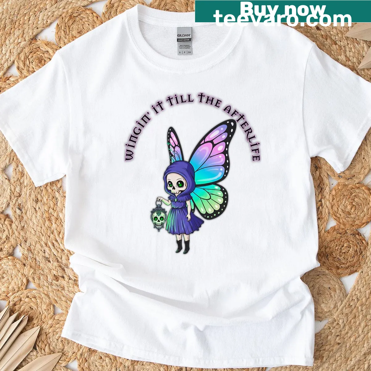 Cute Grim Reaper fairy cartoon on a t-shirt — on a men's t-shirt