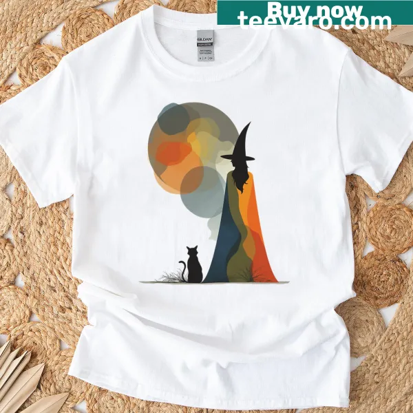 Whimsical moon and witchcraft symbols on a t-shirt