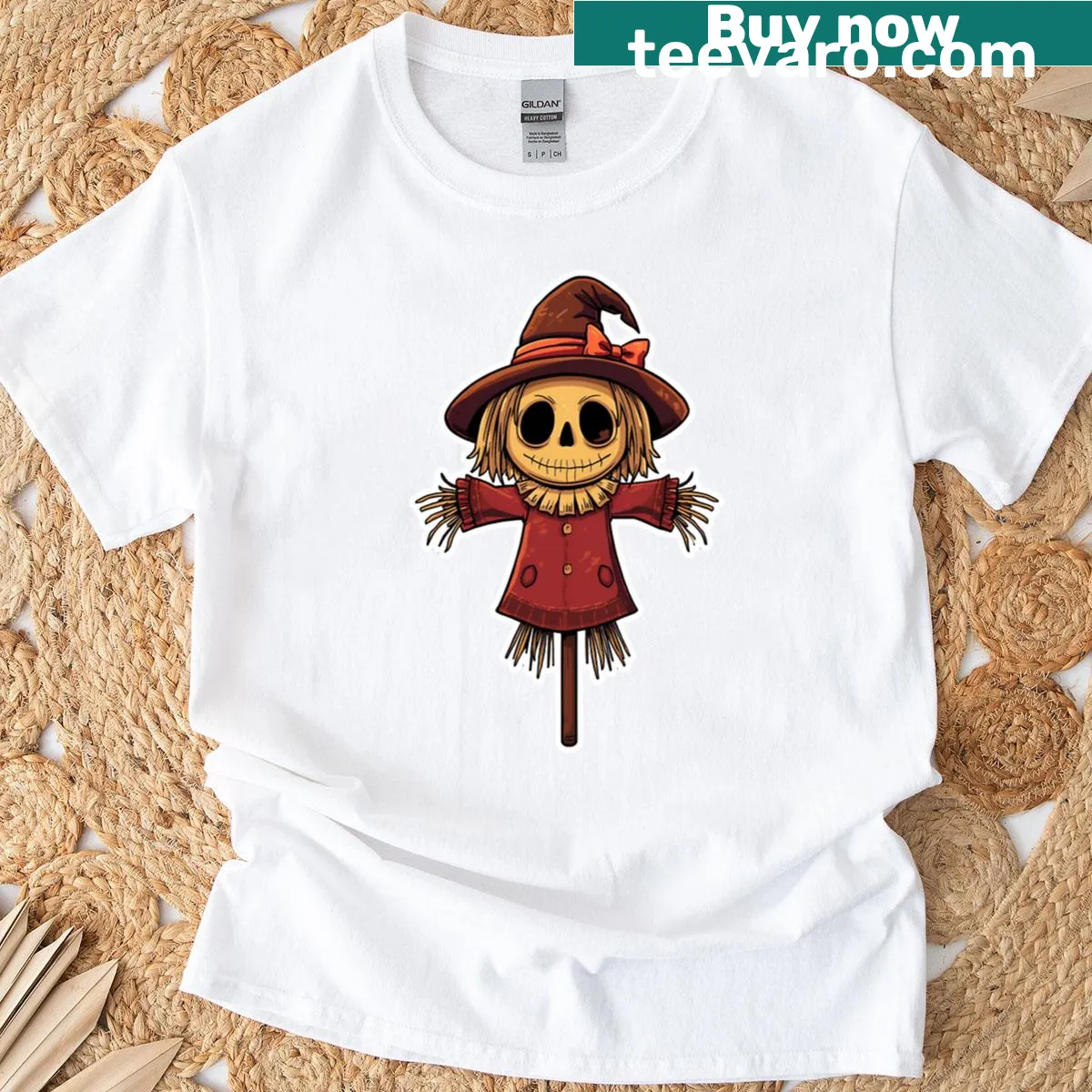 Cute Halloween t-shirt with a creepy doll illustration — on a men's t-shirt