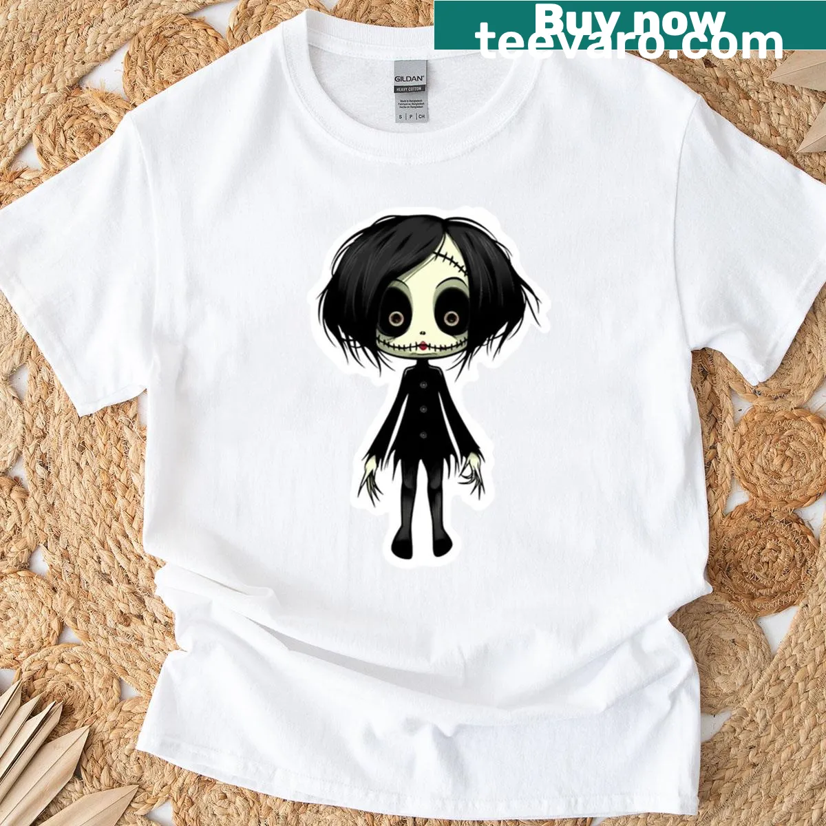 Cute skeleton witch graphic on a Halloween-themed t-shirt — on a men's t-shirt