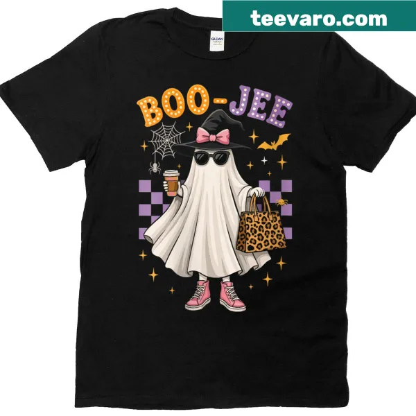 Cute Halloween t-shirt with a stylish ghost design for girls