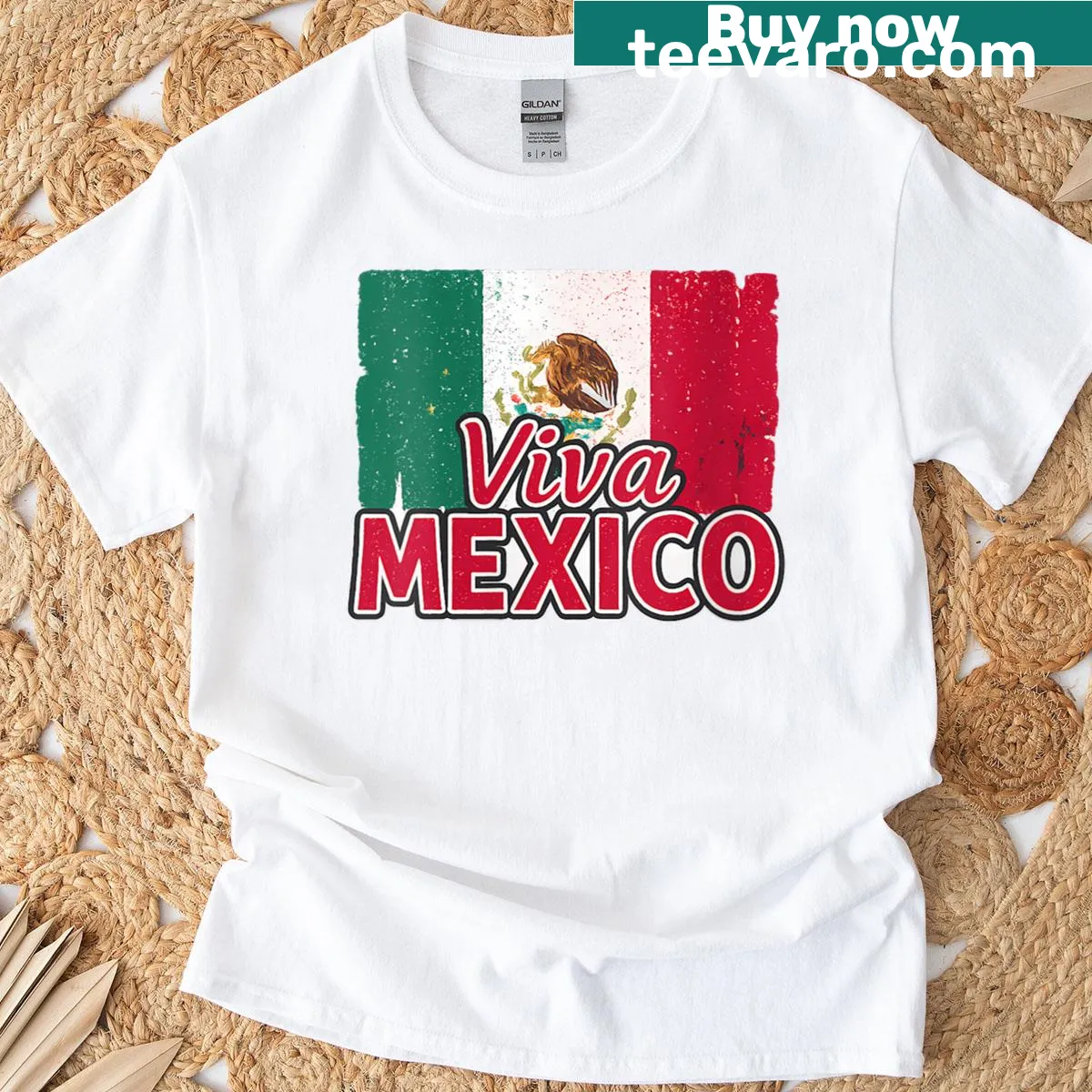 Mexican flag-themed t-shirt for women — on a men's t-shirt