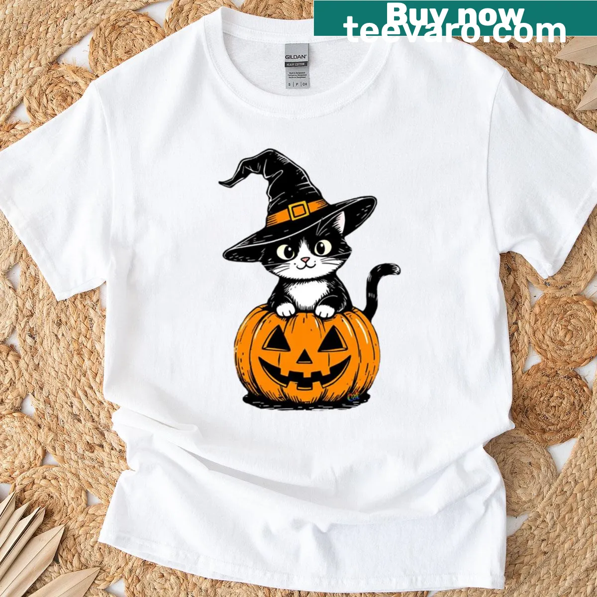 Cute t-shirt featuring a whimsical wonky witch illustration — on a men's t-shirt